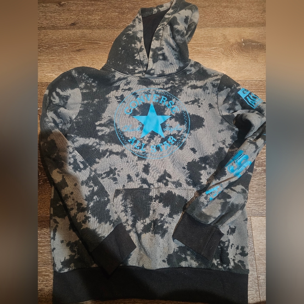 Converse Black and Gray Hoodie with Blue Star Logo